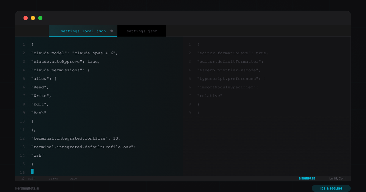 Configuring settings.local.json for VS Code + Claude Code